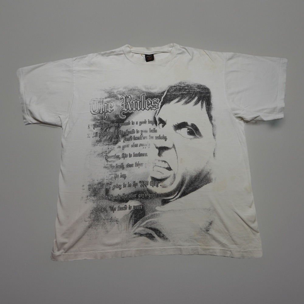 Vintage Scarface The World Is Yours T-shirt White Size 2XL G.C.‎ Active wear tee